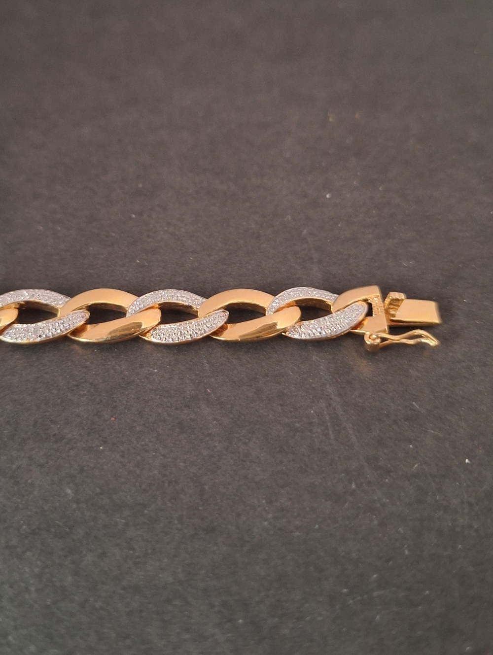 Gold Tone With  Silver 925 Stamp Link Bracelet